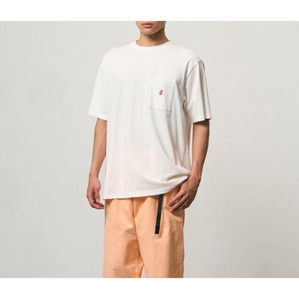 Gramicci One Point Tee Pocket White Size Large  Heavyweight Embroidered Hiking